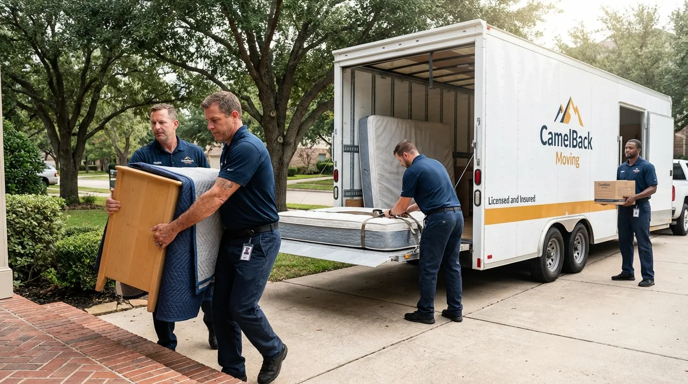 Crew loading residential truck for cross-state move from Alton, IA